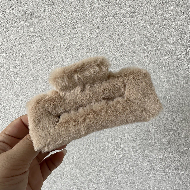 2024fall and winternew arrivalstuffed gripper square fur clip easiest for matchcute hair clip women's back head hair accessories