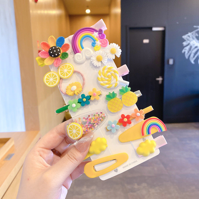Korean style new children's fruit hair clips rainbow bobby pins mermaid side clips ice cream hair clips cute baby hair accessories