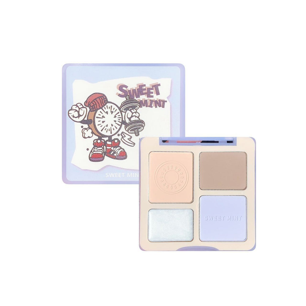 Sweet mint all-in-one highlight & contour palette - comprehensive palette with matte, illuminating, nose shadow, and contour for beginners