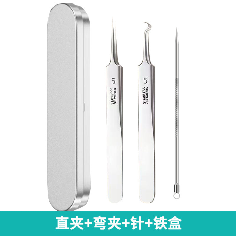 Factory direct stainless steel blackhead remover kit - includes ultra-fine tweezers, blackhead extractor, and acne pimple popping tool