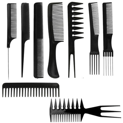 Ten-piece comb set, hairdressing comb, hairdressing supplies, hairdressing tool set, beauty styling comb, hair dyeing comb, cross-border hot sale