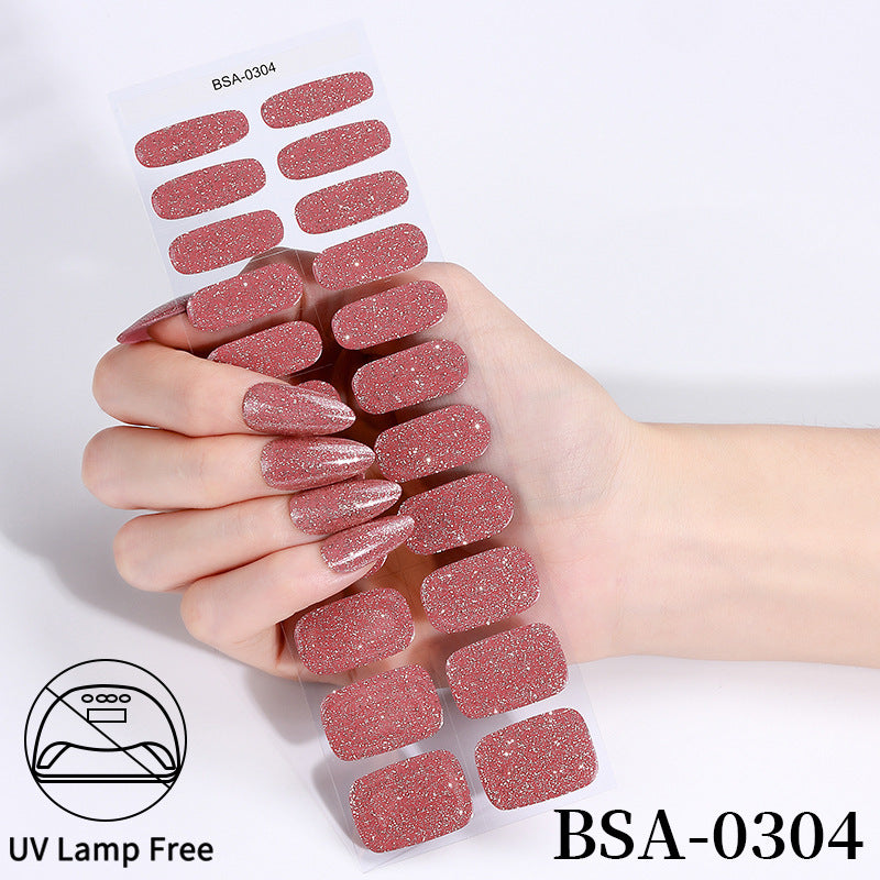 fashion gel nail stickers no bake flash onion powder nail art stickers uv-free gel nail wraps