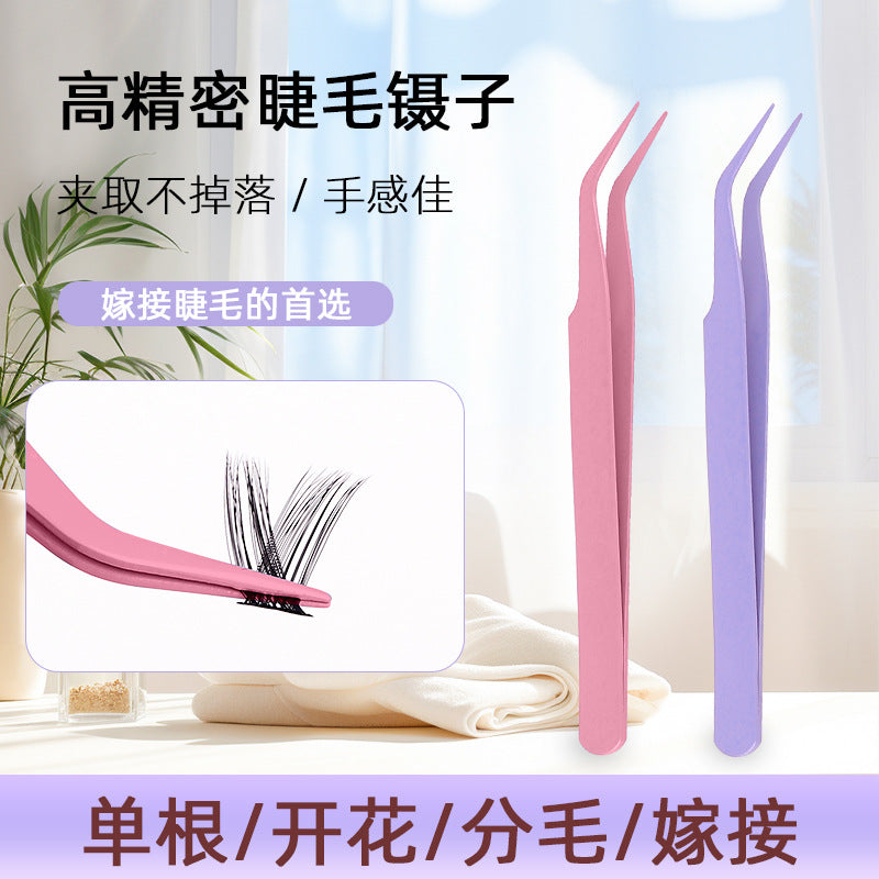stainless steel is not easy to damage fake eyelashes tweezers diy grafting eyelashes tweezers lightweight segmented tweezers with slanted mouth