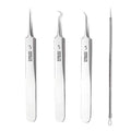 Factory direct stainless steel blackhead remover kit - includes ultra-fine tweezers, blackhead extractor, and acne pimple popping tool