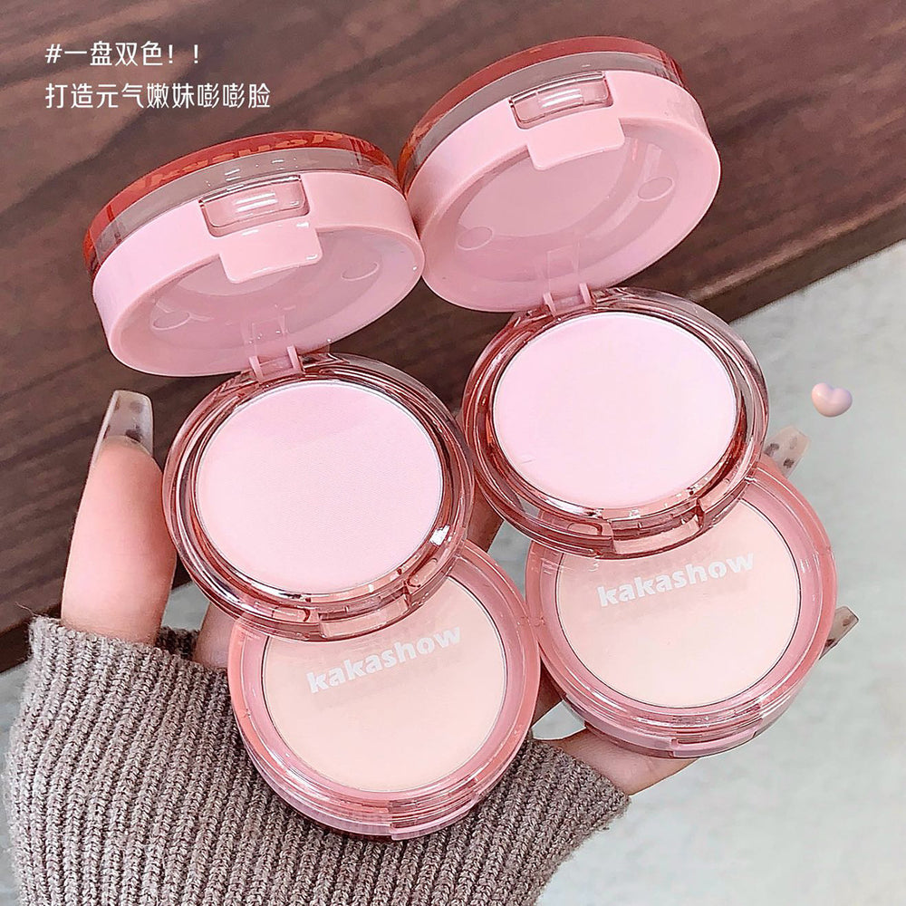 Kakashow double-layer matte highlighter powder - natural, sculpting, oil-control, setting, and brightening duo-chrome powder for women