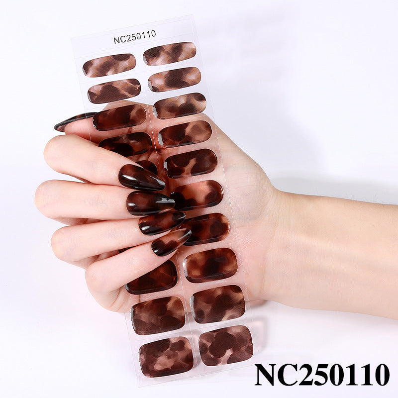 Zhengxiang cross-border french gel manicure stickers waterproof flash ice transparent european and american semi-baked nail stickers customized gel nail