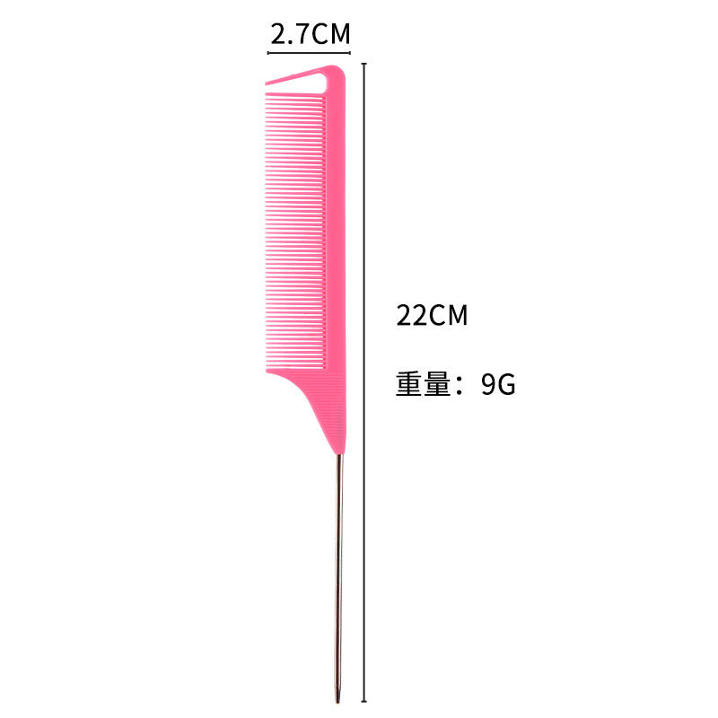 Hair comb sectioning highlight pointed tail steel needle comb tony cover hairdresser hair comb colorful wig comb wholesale