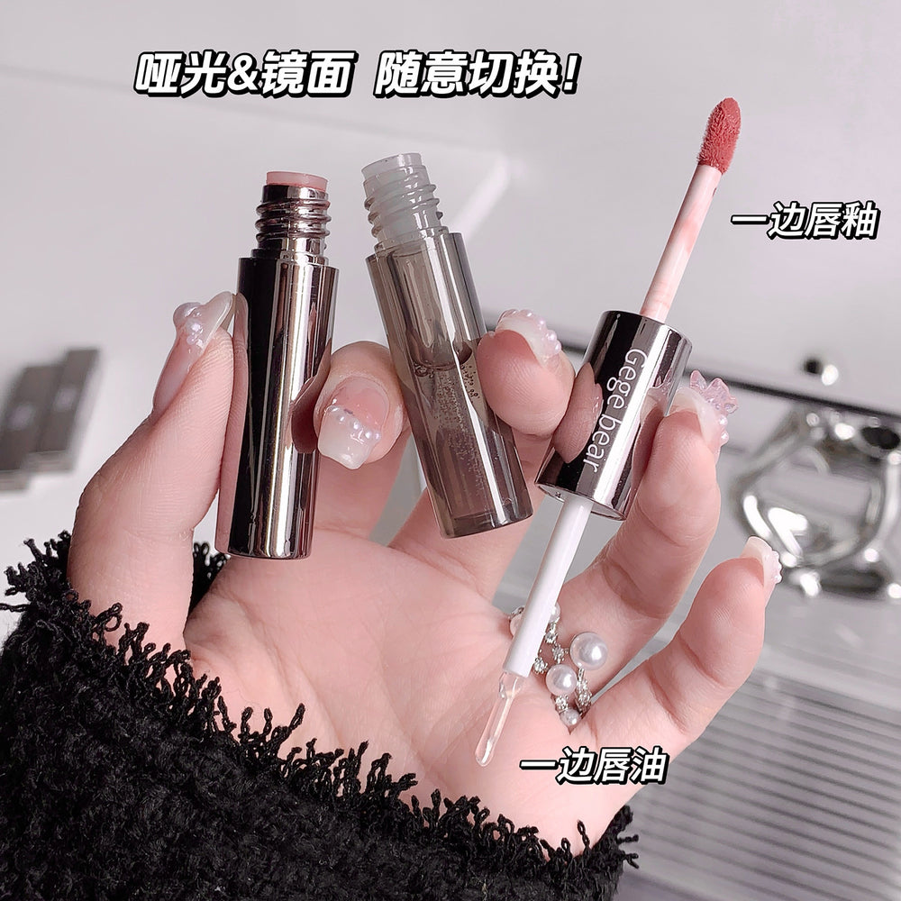 Gege bear gege bear double-ended lip glaze low saturation matte matte water-glossy mirror transparent superimposed lip gloss