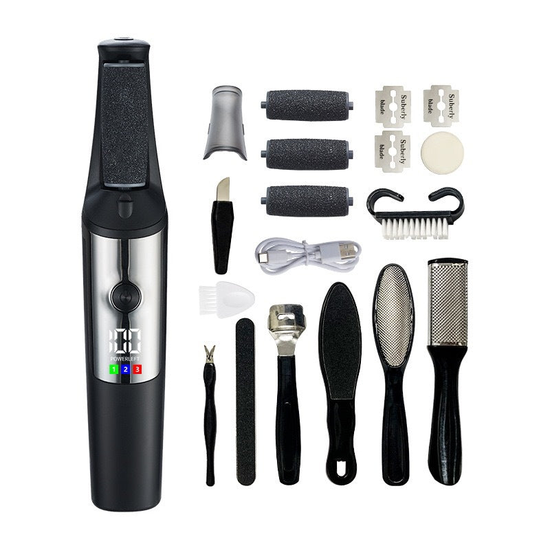 Automatic electric foot file - removes dead skin, calluses, and hard skin. electric pedicure tool with 3 speed settings. foot care device for callus removal, exfoliation, and washable design