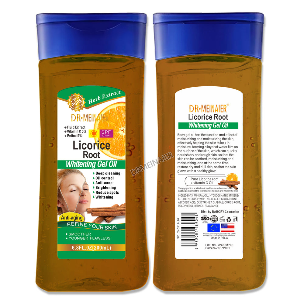 kojic acid gel oil for dark spot removal and brightening skin, licorice root oil facial and body gel massage oil 200ml