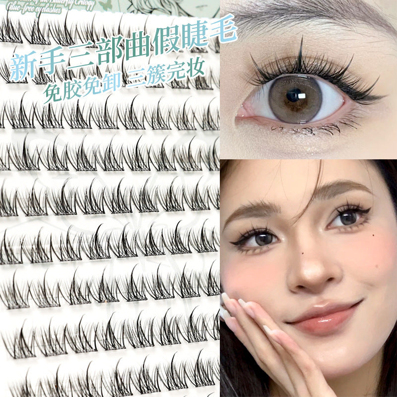 Xixi zhuangzhou mengdie trilogy glue-free fake eyelashes nature artificial single cluster segmented novice no glue required