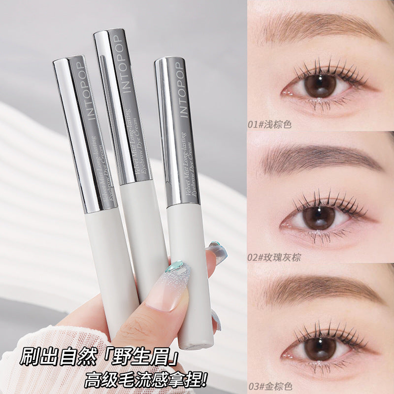Intopop velvet mist long-lasting brow tint - waterproof, sweat-proof, smudge-proof, natural hair-like definition, wild brow look, light brown
