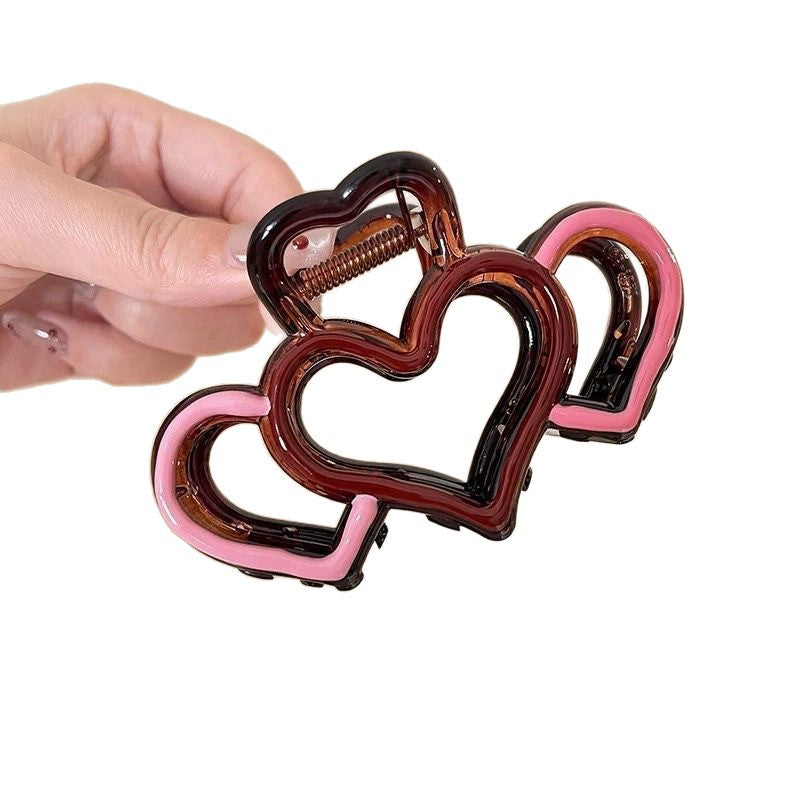 Korean style elegant hollow heart hair clip for women, 2025 new arrival, large claw clip for thick hair, ponytail holder, back of head hair styling tool