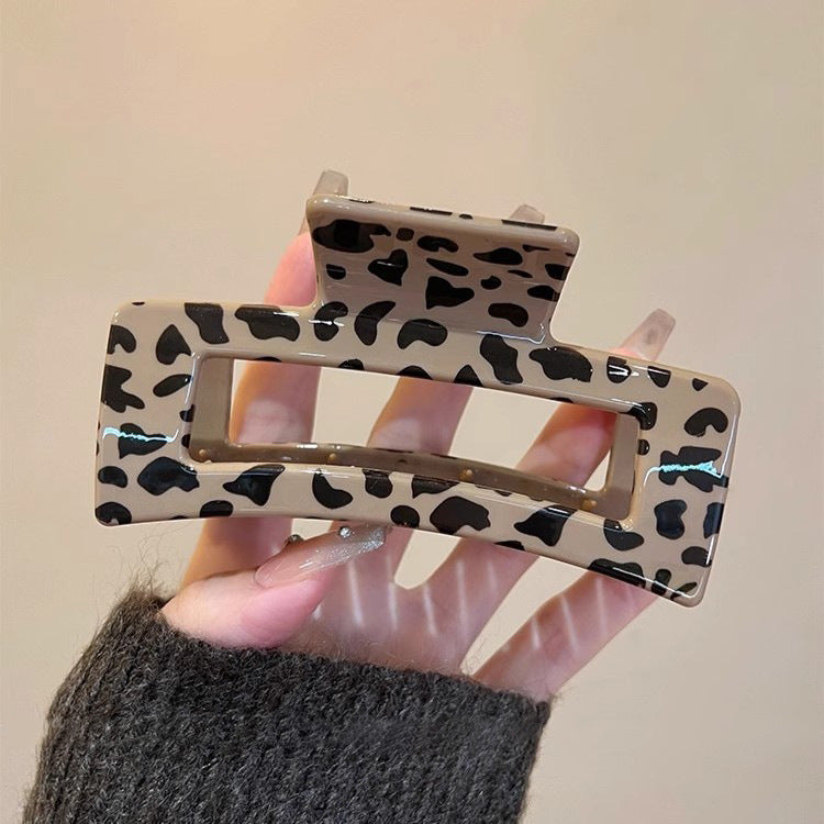 Classy large leopard print gripper casualretro hair card popular back of the head hair volume elegant shark clip