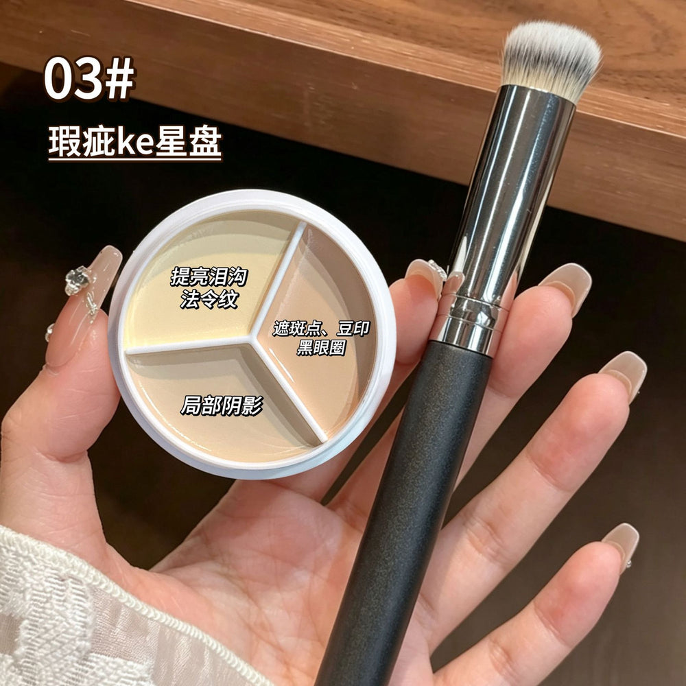 Makeup xixi skin cleansing and long-lasting makeup three-color concealer to cover freckles, spots, acne marks, dark circles, tear trough concealer palette