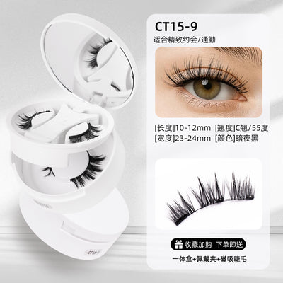 2 pairs magnetic false eyelashes portable set - new magnetic eyelashes natural european & american style full strip lashes