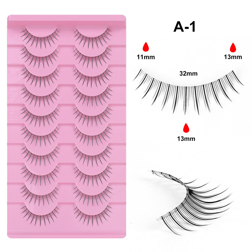 Carefully selected* pingdu 10 pairs of hard stem fake eyelashes, a whole barbie comic soft stem korean girl group eyelashes stage