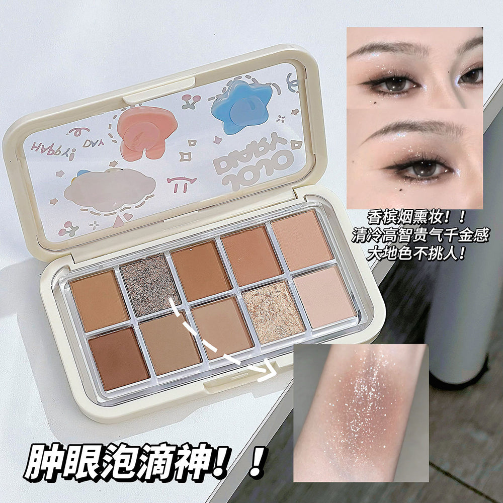 Jojo diary soft & sweet paradise 10-color eyeshadow palette - shimmer, matte, blue, smoky, everyday, earth tones