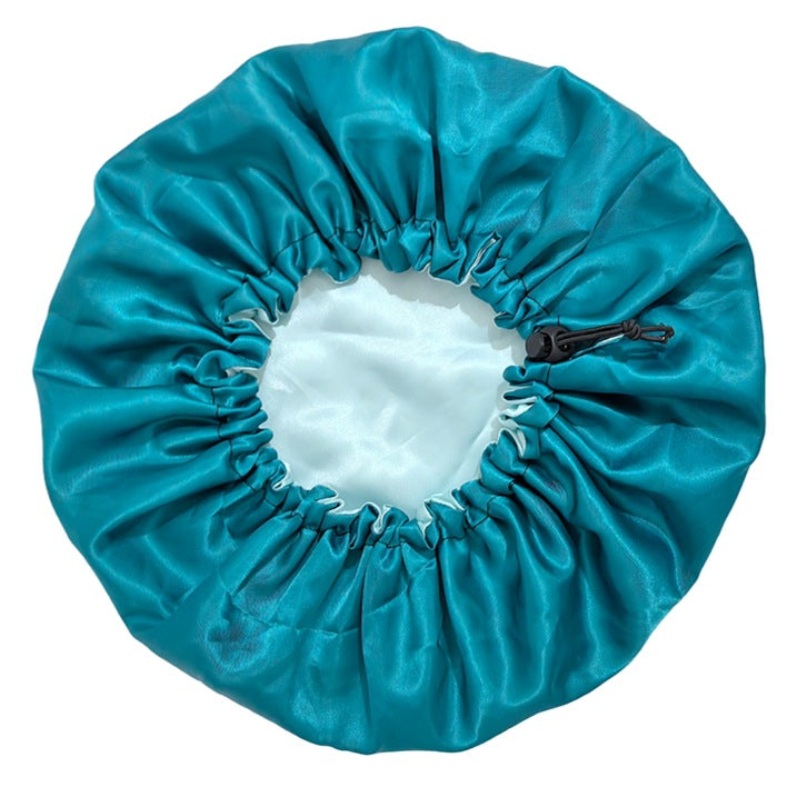 hot-selling color double-layer satin nightcap elastic elastic adjustment buckle round hat beauty hair care hat wash shower cap