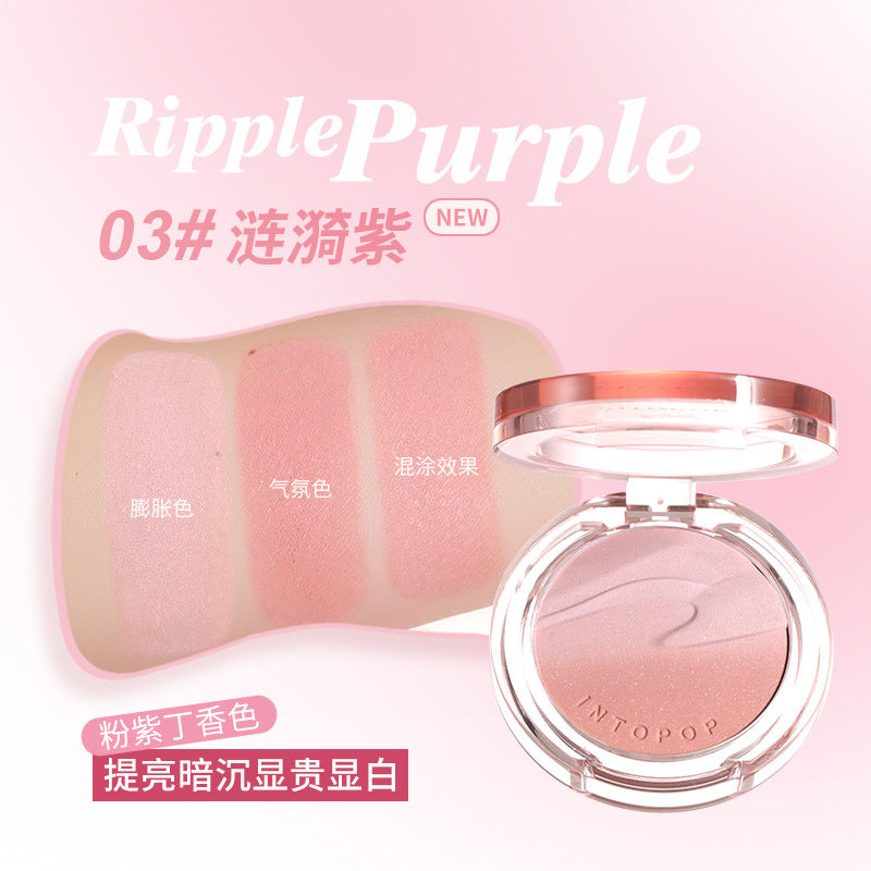 Intopop shimmering gradient blush palette - buildable, natural, and flattering color for cheek and contour