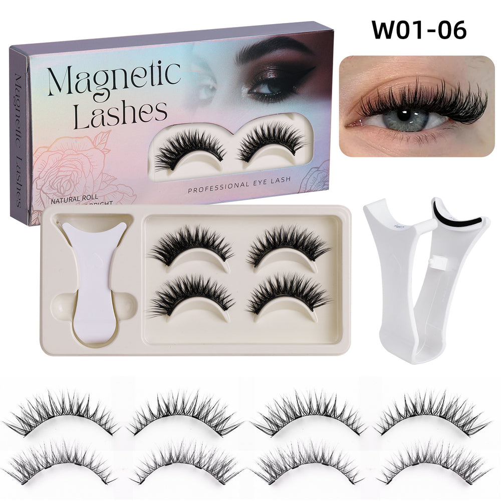 New magnetic false eyelashes for export - aliexpress hot seller, 2-pair set, barbie-style pointed tips, easy-apply kit, factory wholesale