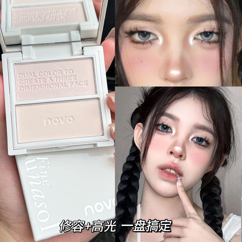 Makeup novo double color highlighter stereo modification contour matte highlight shadow nose shadow contour all-in-one palette