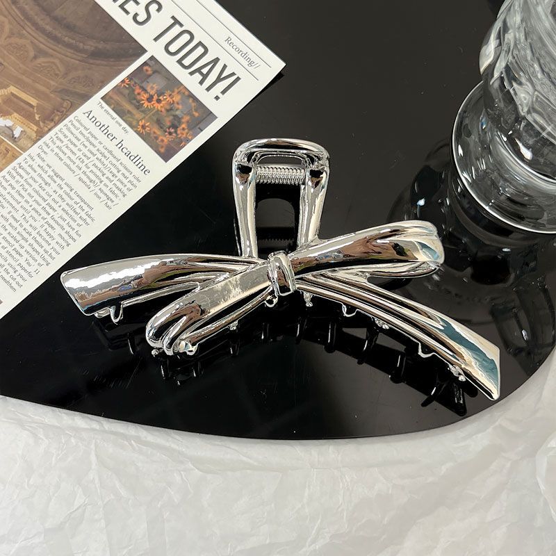 Original bowknot metal large claw clip for women - perfect for thick hair, shark clip style, minimalist design, elegant hair accessory