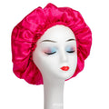 Amazon hot-selling single-layer satin hair bonnet - women's sleep cap, stylish lace trim, solid color beauty & hair care cap