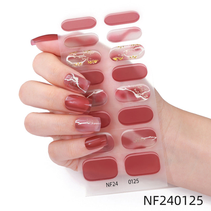 Zhengxiang personalized french gel manicure stickers hot glitter powder fashionuv baking lamp hardening semi-cured nail stickers