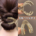 Metal high ponytail fixed full diamond v-shaped back of head hair shark clip female k-styleeleganteasiest for match gripper headwear