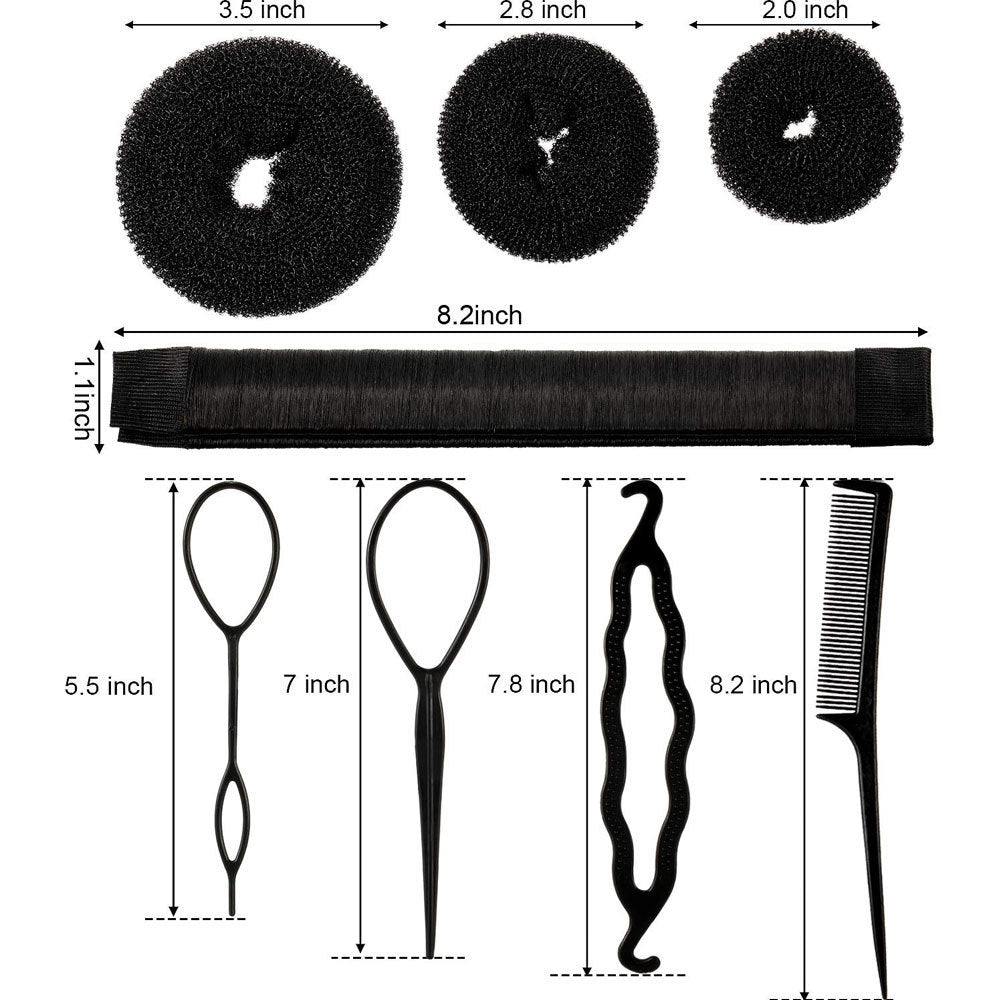 Set of donut hair styling tools - korean style donut bun maker for braided and updo hairstyles