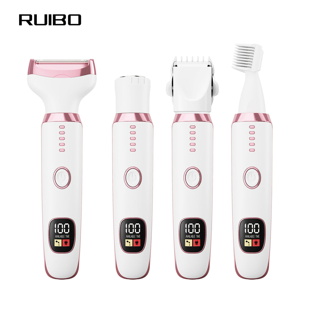 Women's private parts hair nose hair trimmer multifunctional shaver electric hairdresser four-in-one digital display hair removal device