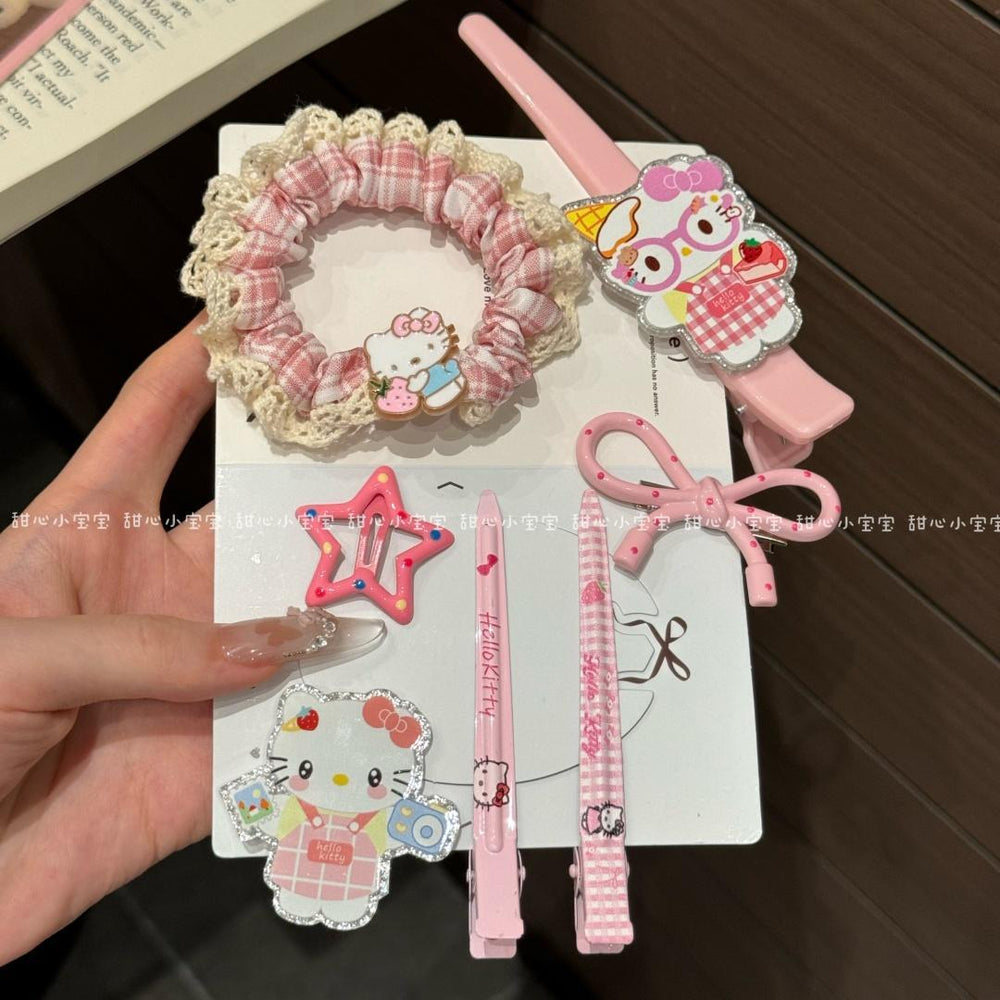 [9-piece set] cute apron glasses cartoon cat student duck clip girl hairpin sweet girl hairpin hair accessories