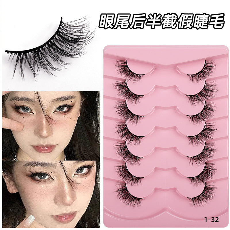 Hard stem false eyelashes glue type one piece cross-border fox half eye eyelashes 3dstereo personalized oem factory