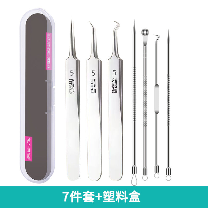 Factory direct stainless steel blackhead remover kit - includes ultra-fine tweezers, blackhead extractor, and acne pimple popping tool