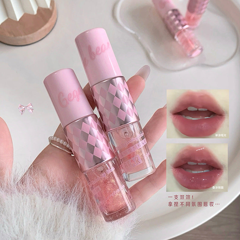 Gege bear velvet mist double-ended lip glaze - matte, shimmer, and glossy lipstick for a flawless, brightening finish