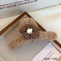 Stuffed gripper women's knitting flower fall and winter furry hair clip back of head 2026new arrival shark clip hair volume clip