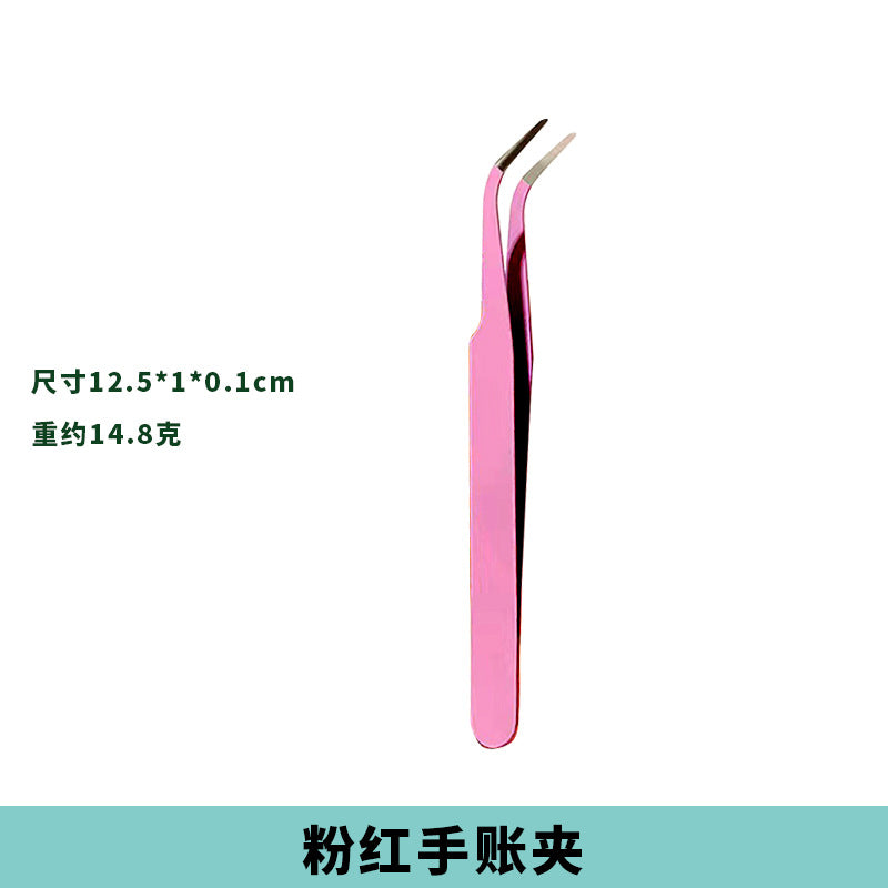 Stainless steel macaron colorful hand tweezers thickened elbow tweezers handmade diy tools hand tweezers