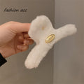 Retro small gold label stuffed medium size hair clip for less hair, shark clip half-tied hair clip, fall and winternew arrival hair clip for women