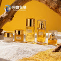 New cosmetic glass bottle set packaging: 120ml lotion & serum glass bottles, 30g skin care cream & moisturizer sample pots