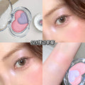 Kakashow heart-shaped duo highlighter palette - 3d illuminating, shimmering, and fine glitter - highlighter & blush in one