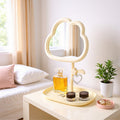 Cute cloud makeup mirror - rotatable desktop tabletop plastic storage for student dorms, home, and glass mirror