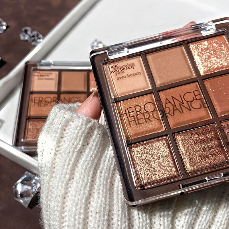 Herorange 9-color chocolate eyeshadow palette - beginner-friendly, shimmer & matte, earth tones, affordable eyeshadow