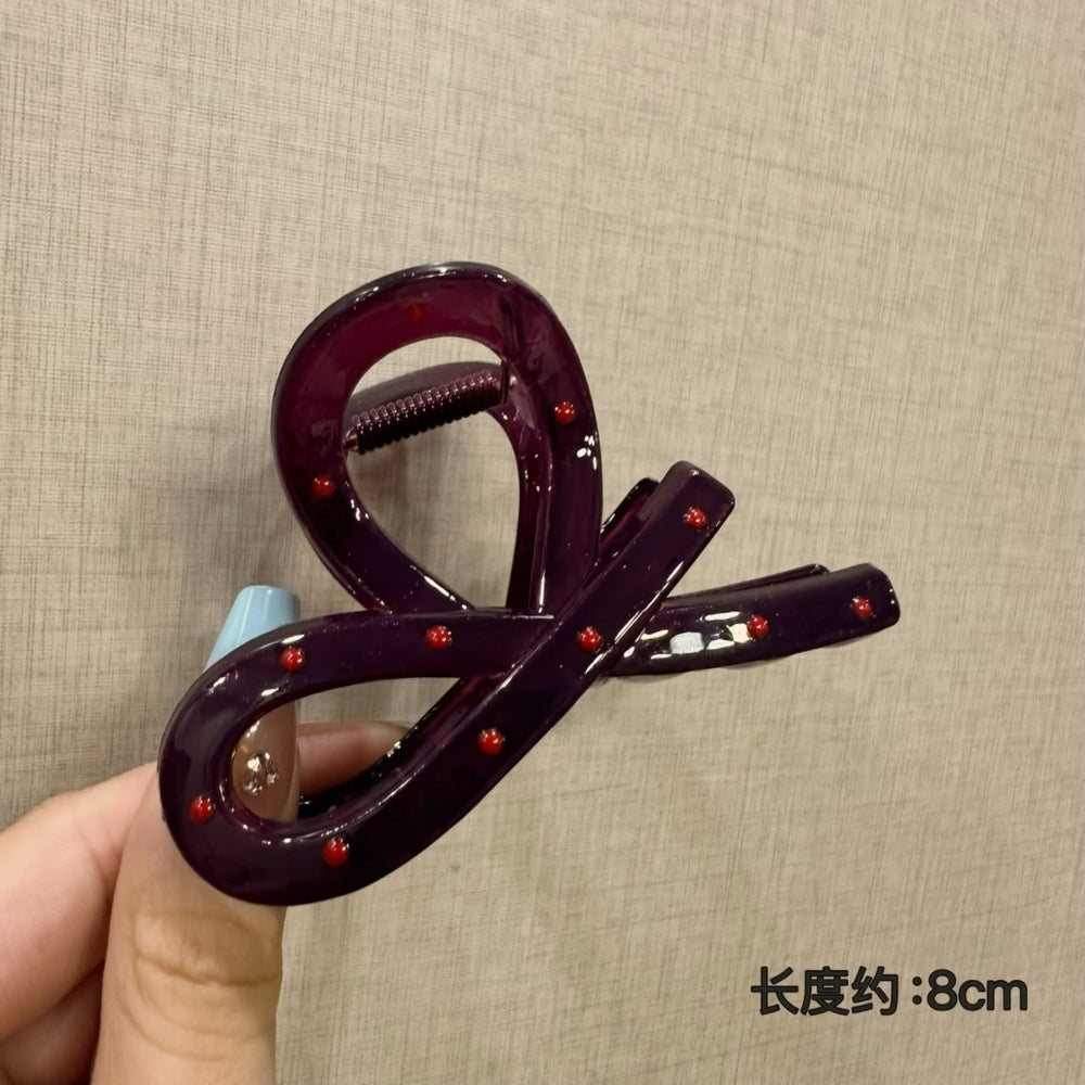 Japanese style classy cute transparent white polka dot fashion multi-hair sweet large size back of head shark girl hairpin hair accessories