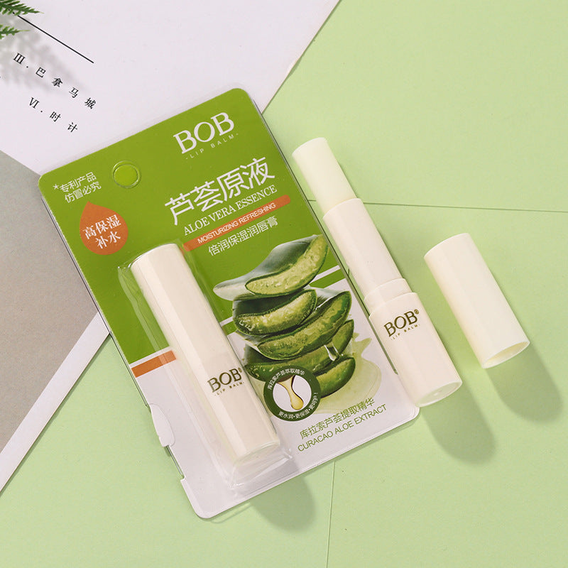 Bob aloe vera moisturizing lip balm for men and women, lightening lip lines, hydrating, transparent, colorless lip balm