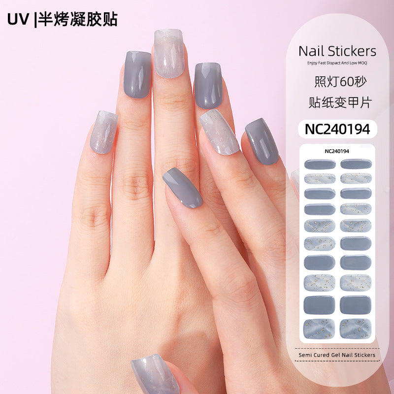 Zhengxiang custom gel nail art stickers french onion powder uv light hardening nail stickers semi-cured christmas wholesale