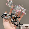 Ballet style ribbon bow gripper 2024 new women's hair clip classy back of head hair shark clip headwear