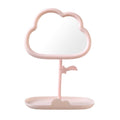 Cute cloud makeup mirror - rotatable desktop tabletop plastic storage for student dorms, home, and glass mirror