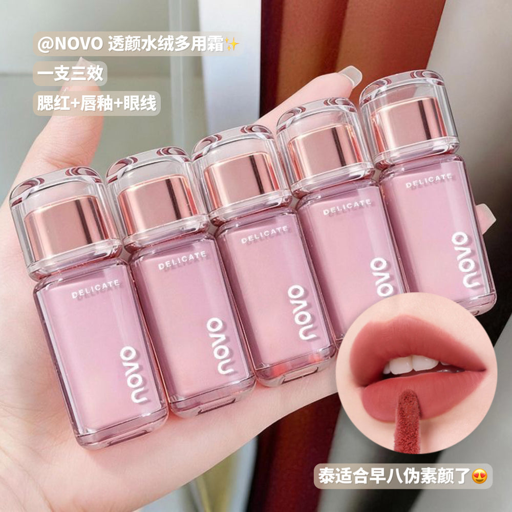Novo translucent velvet lip glaze low saturation velvet matte matte whitening lip glaze eyeshadow blush multi-purpose cream