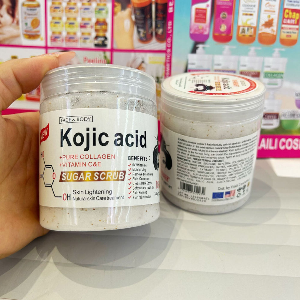 kojic acid scrub 350g - deep cleansing exfoliating bath salt for kojic acid scrub sugar
